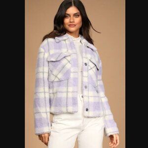 7 For All Mankind Plaid Teddy Trucker Jacket